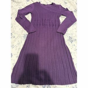 Daisy Fuentes Women's Purple Ribbed Long Sleeve Midi Dress Size L